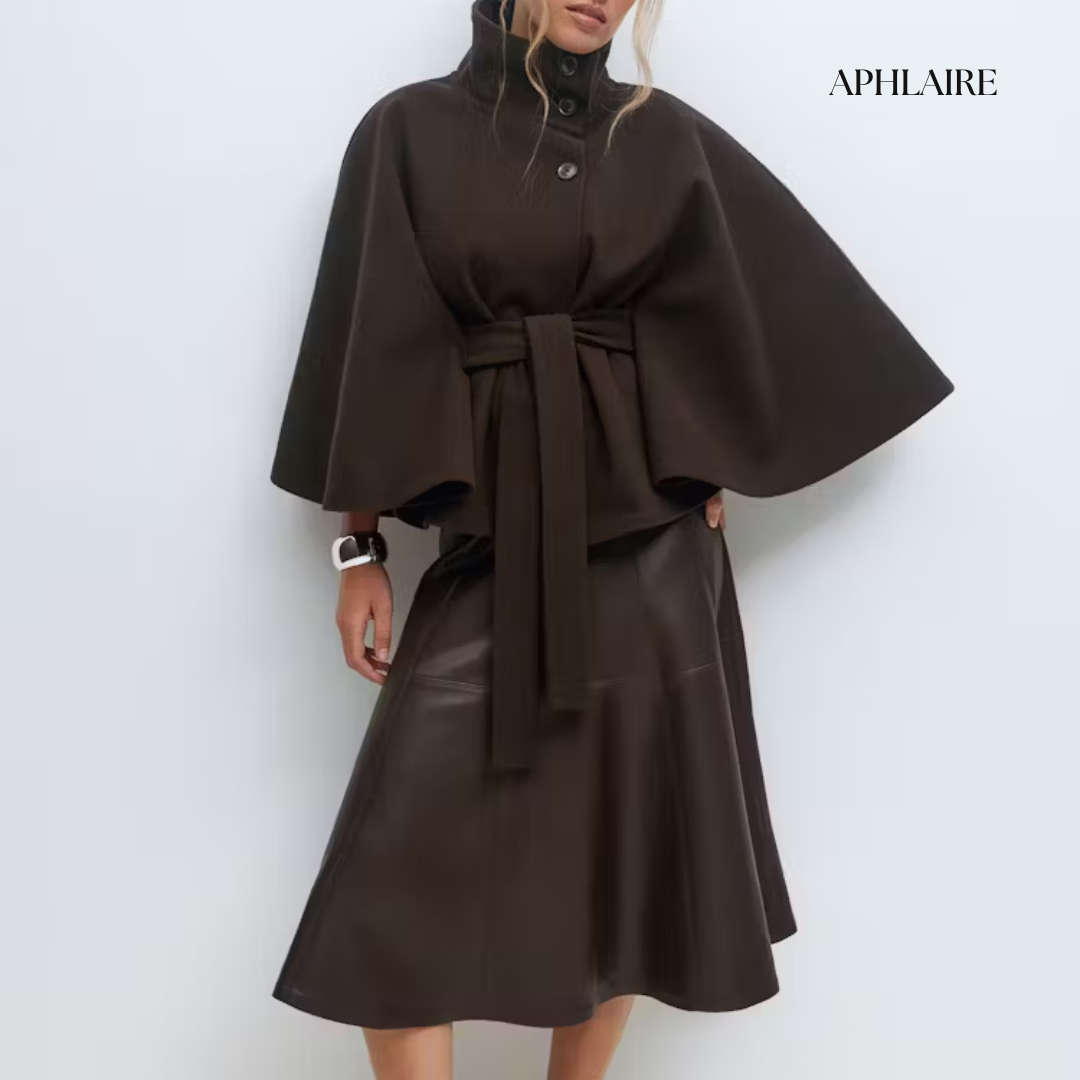Aphlaire Belted Cape Jacket - APHLAIRE